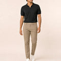 Kit Polo Tricot Preta + Calça Chino Premium Cáqui