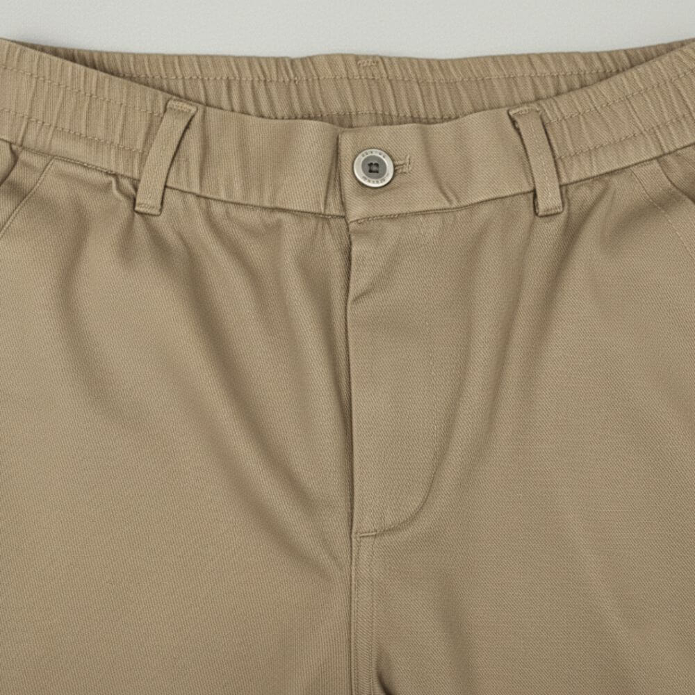 Kit Polo Tricot Bege + Calça Chino Premium Cáqui