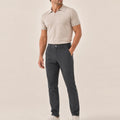 Kit Polo Tricot Bege + Calça Chino Premium Chumbo