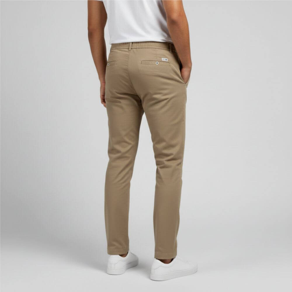 Kit Polo Tricot Verde e Calça Chino Premium Cáqui