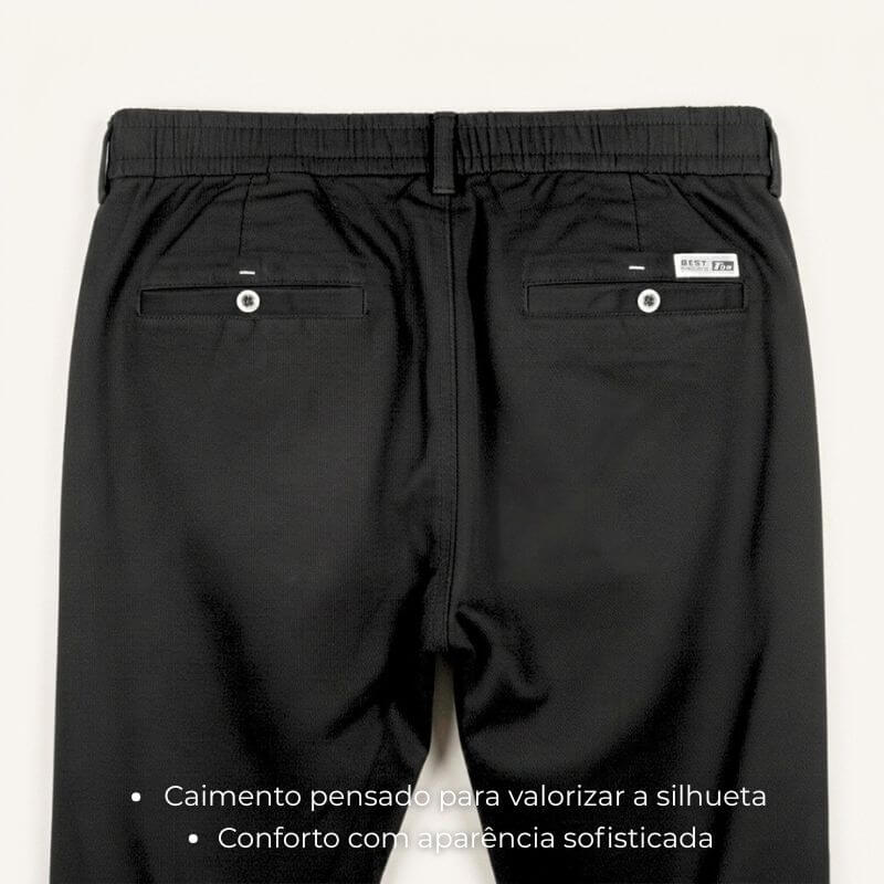 Kit Polo Tricot Preta + Calça Chino Premium Preta