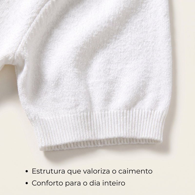 Kit Polo Tricot Branca + Calça Chino Premium Chumbo