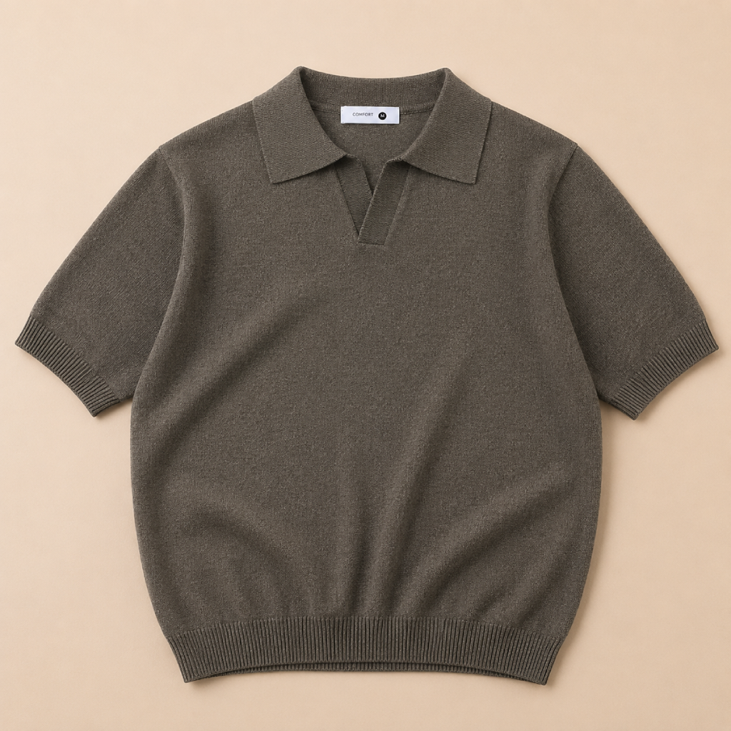 Kit Polo Tricot Verde e Calça Chino Premium Cáqui