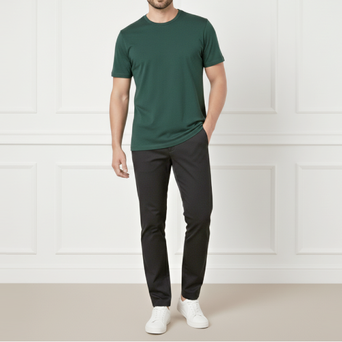 Kit Conforto Comtemporâneo - Camiseta Essential Algodão Premium e Calça Slim Alfaiataria Casual