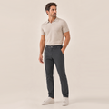 Kit Polo Tricot Bege + Calça Chino Premium Chumbo
