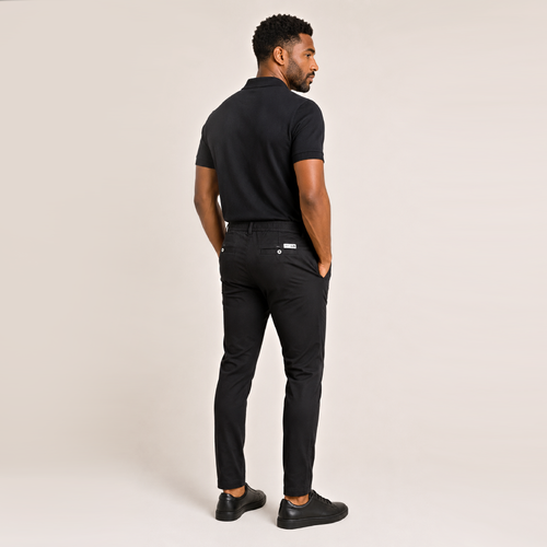 Kit Polo Tricot Preta + Calça Chino Premium Preta