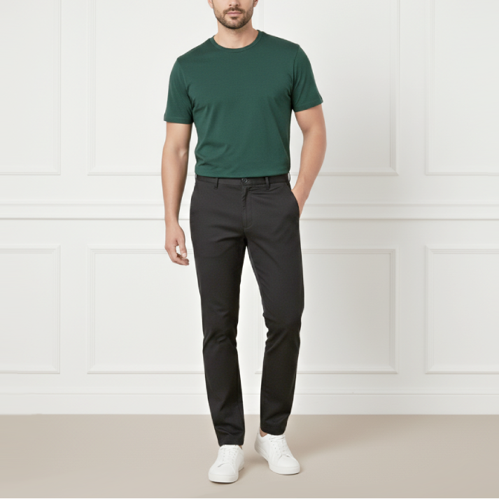 Kit Conforto Comtemporâneo - Camiseta Essential Algodão Premium e Calça Slim Alfaiataria Casual