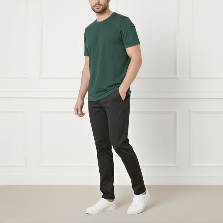 Kit Conforto Comtemporâneo - Camiseta Essential Algodão Premium e Calça Slim Alfaiataria Casual