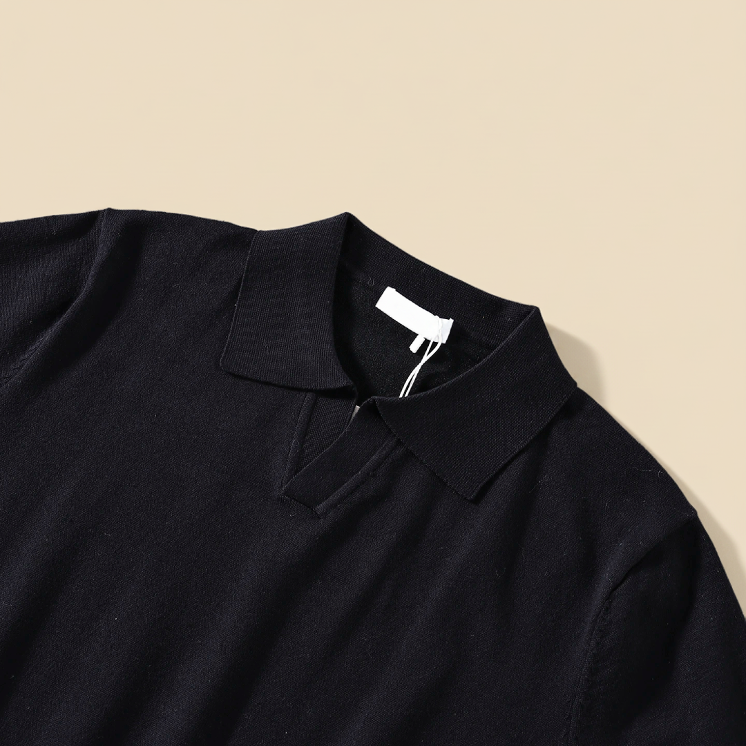 Kit Polo Tricot Preta + Chino Premium Cáqui