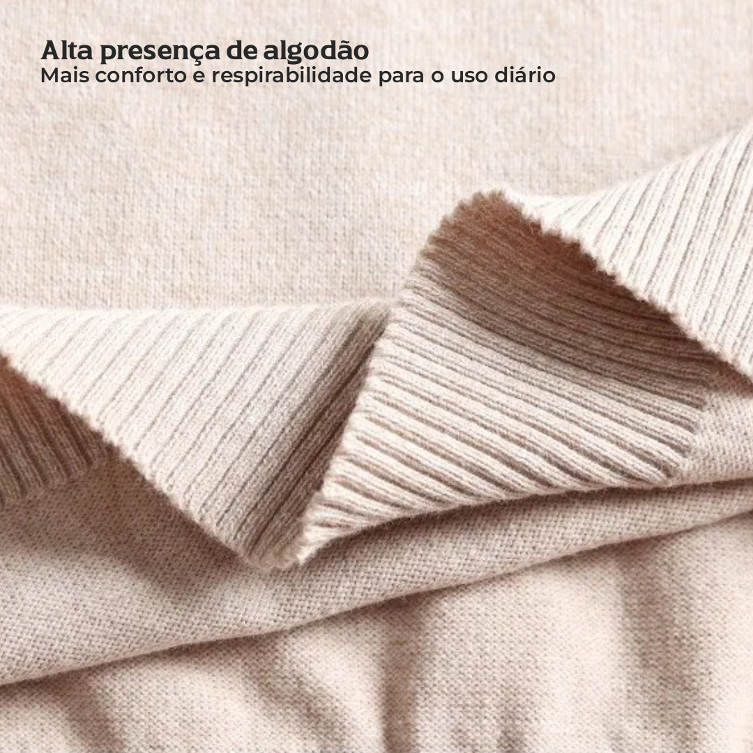 Kit Polo Tricot Preta + Chino Premium Cáqui